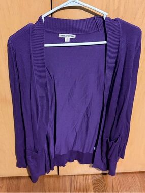 Zenana Outfitters Deep Purple Open-Front Women's Cardigan Size Small